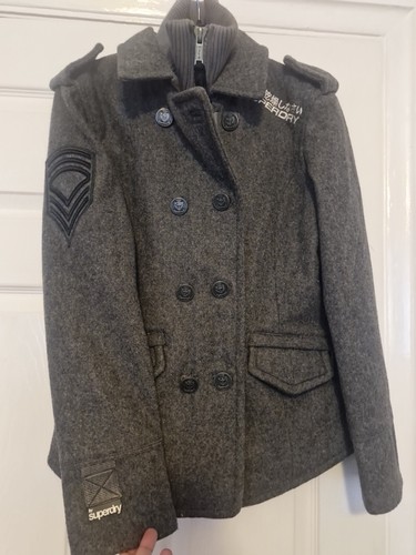 Superdry grey pea coat - superdry,